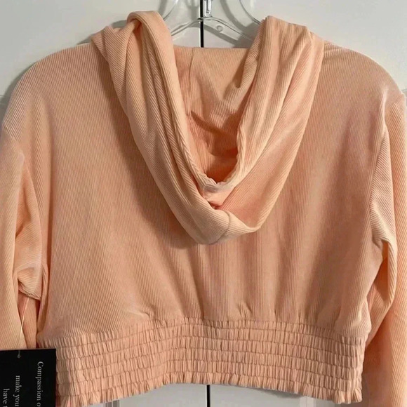 Viore La Vie Ribbed Orange Crop Top Front Zip Hoodie​​ - Picture 16 of 16